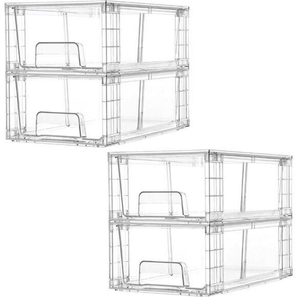 Clear Stackable Storage Drawers Acrylic Bins for Bathroom Kitchen Pantry Home - Picture 1 of 7